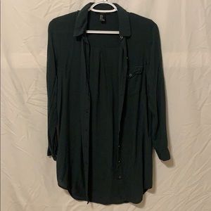 Forever 21 dark green button up